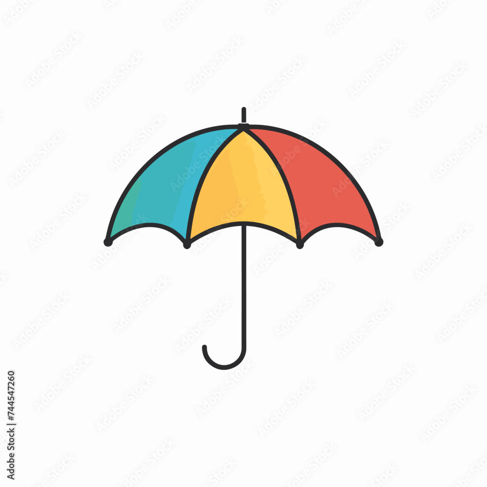 Colorful Umbrella line icon on white background.