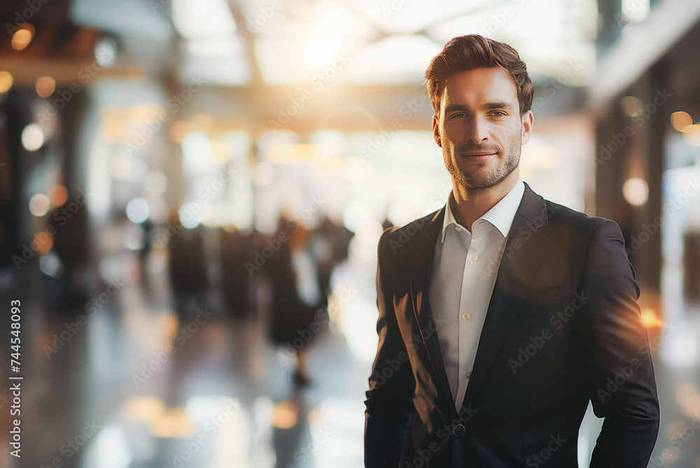 close up. smiling businessman standing in his office. close up. smiling businessman standing in his office.