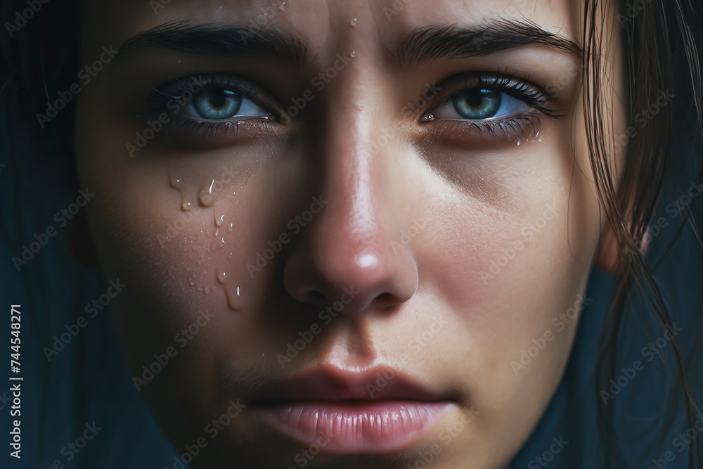 Closeup portrait of a worried and scared young woman Closeup portrait of a worried and scared young woman