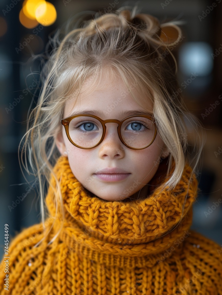Little Girl Wearing Glasses and Scarf Little Girl Wearing Glasses and Scarf