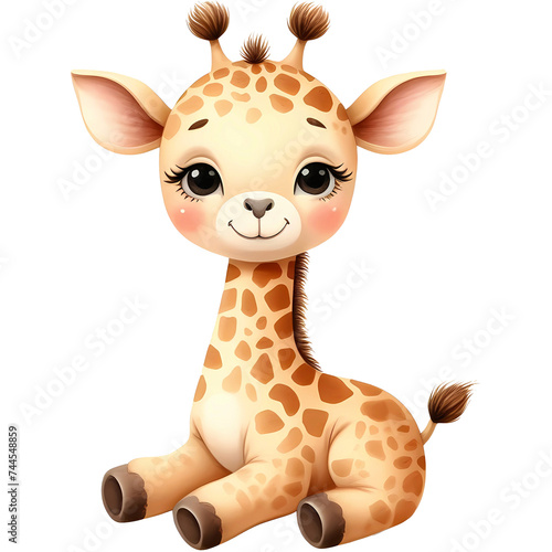 Cute watercolor baby giraffe.