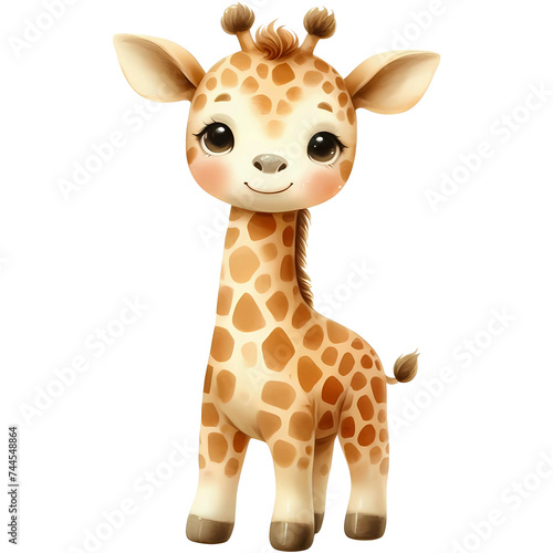 Cute watercolor giraffe baby.