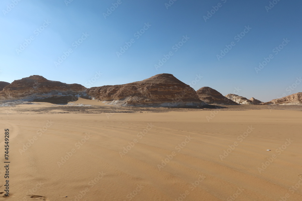 Beautiful formations of rocks and sand of Bahariya Oasis in Egypt