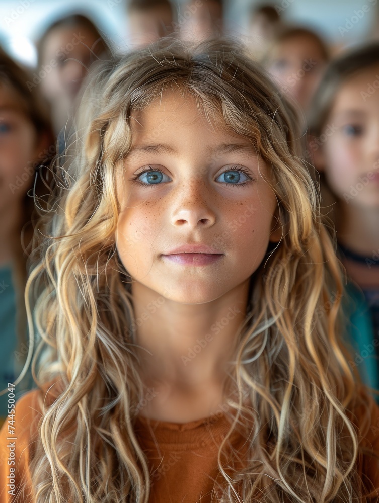 Young Girl With Long Blonde Hair and Blue Eyes Young Girl With Long Blonde Hair and Blue Eyes