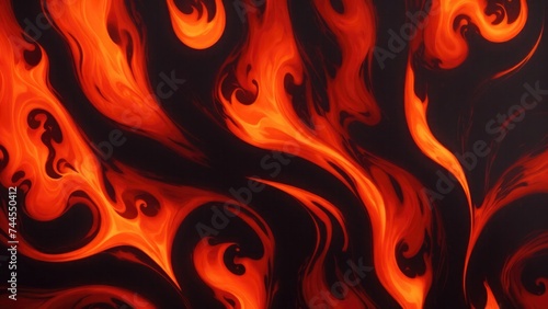Abstract Orange patterns burn in fiery flames