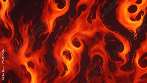 Abstract Orange patterns burn in fiery flames