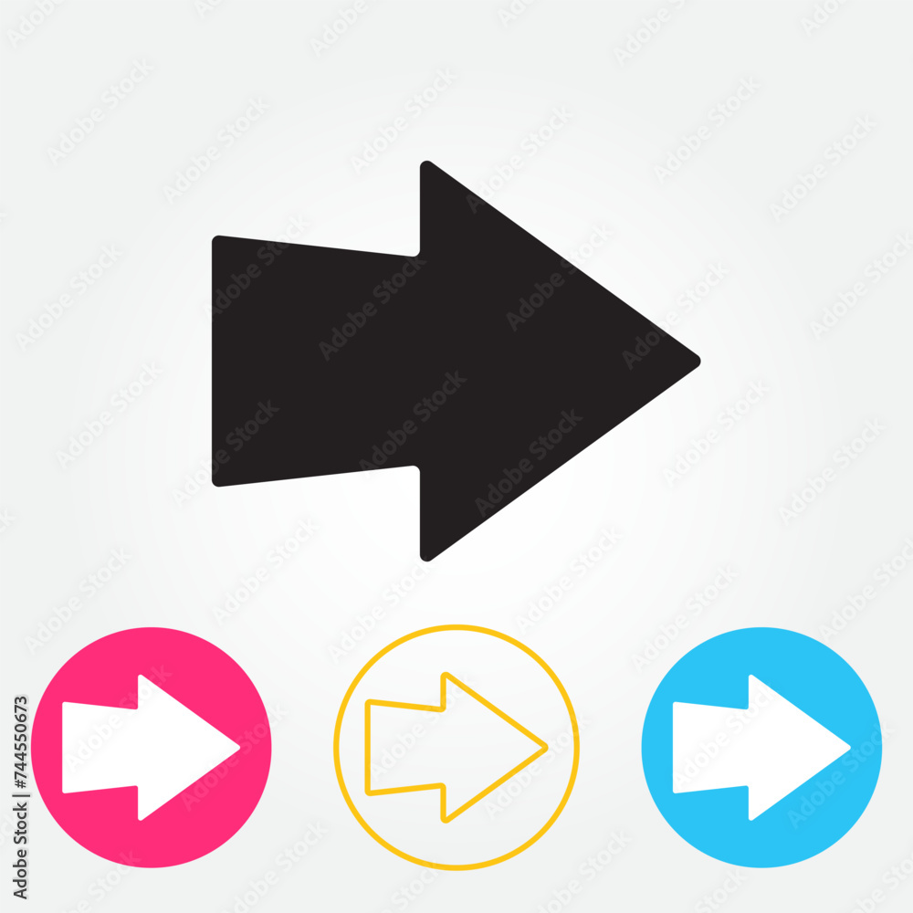 simple Vector Arrow icon isolated on a white background with three styles. Arrow mark logo icon vector design template - EPS 10 simple Vector Arrow icon isolated on a white background with three styles. Arrow mark logo icon vector design template - EPS 10