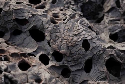 Close-up of porous volcanic rock with visible air pockets photo