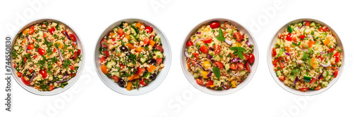 Set of Mediterranean couscous salad isolated on a transparent background.