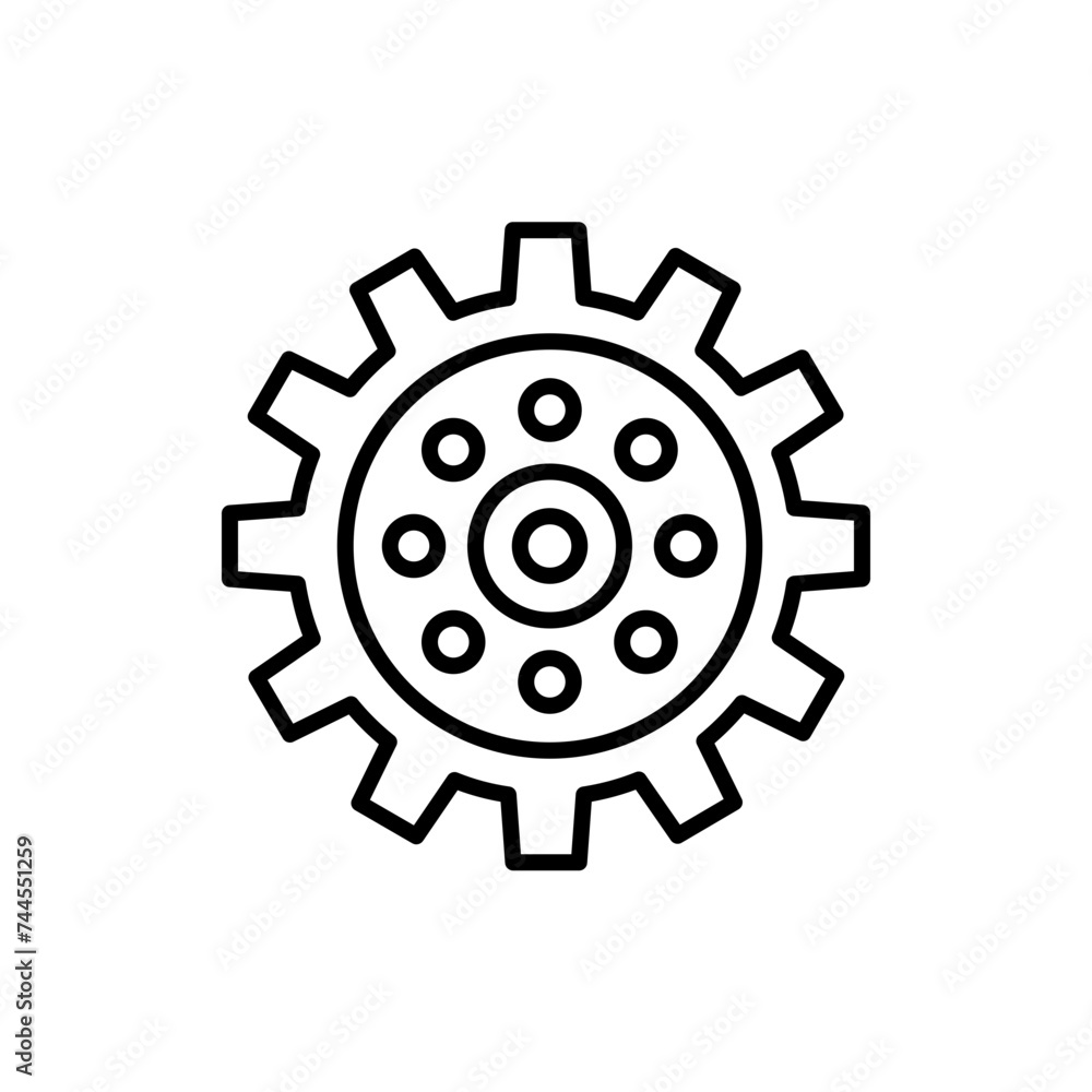 Gears outline icons, minimalist vector illustration ,simple transparent graphic element .Isolated on white background