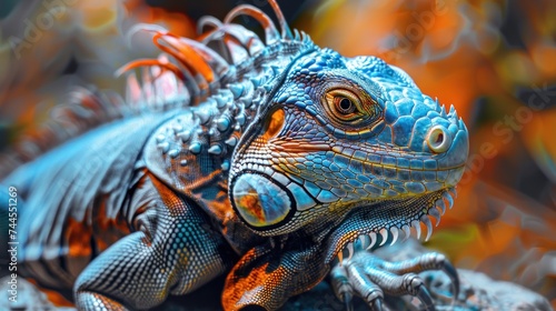 Playful iguana  its vibrant personality shining through.