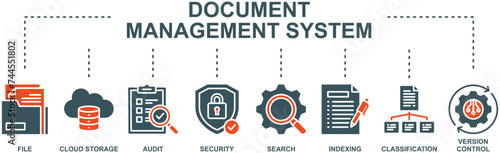 Document management system banner web icon vector illustration concept with icon