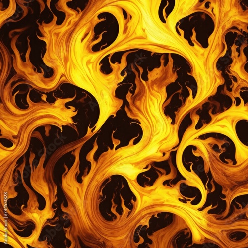 Abstract Yellow patterns burn in fiery flames