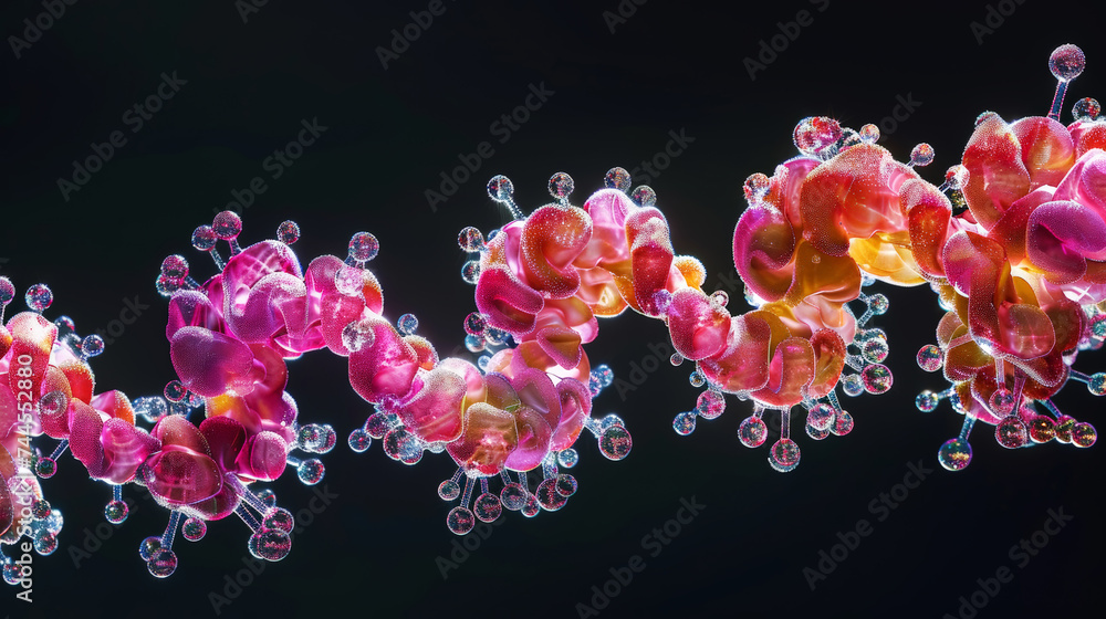 DNA structure realistic model. Black background. Science Genetic Engineering concept. Generative AI DNA structure realistic model. Black background. Science Genetic Engineering concept. Generative AI