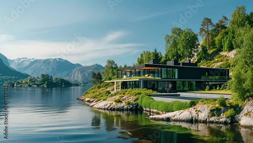 Designed to blend seamlessly with its surroundings this fjordfacing home offers a tranquil retreat for those seeking a connection with nature. photo
