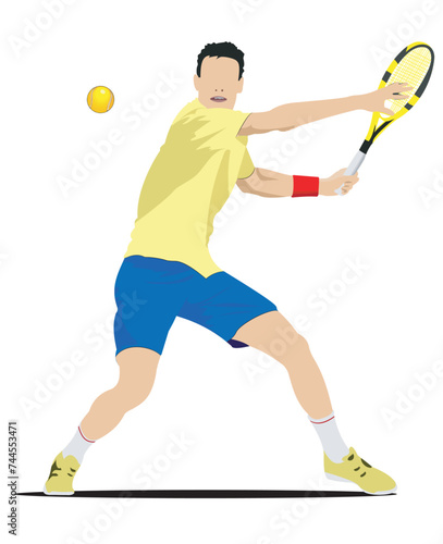 Man Tennis player poster. Colored Vector illustration for designers © Leo