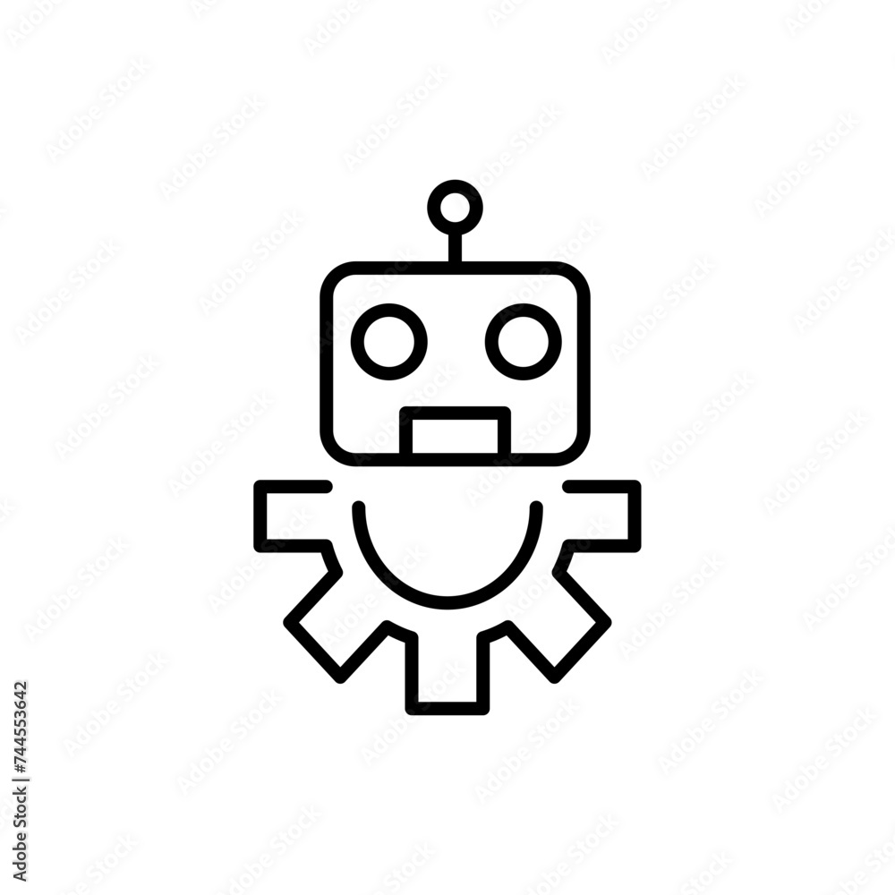Bot configuration outline icons, minimalist vector illustration ,simple transparent graphic element .Isolated on white background