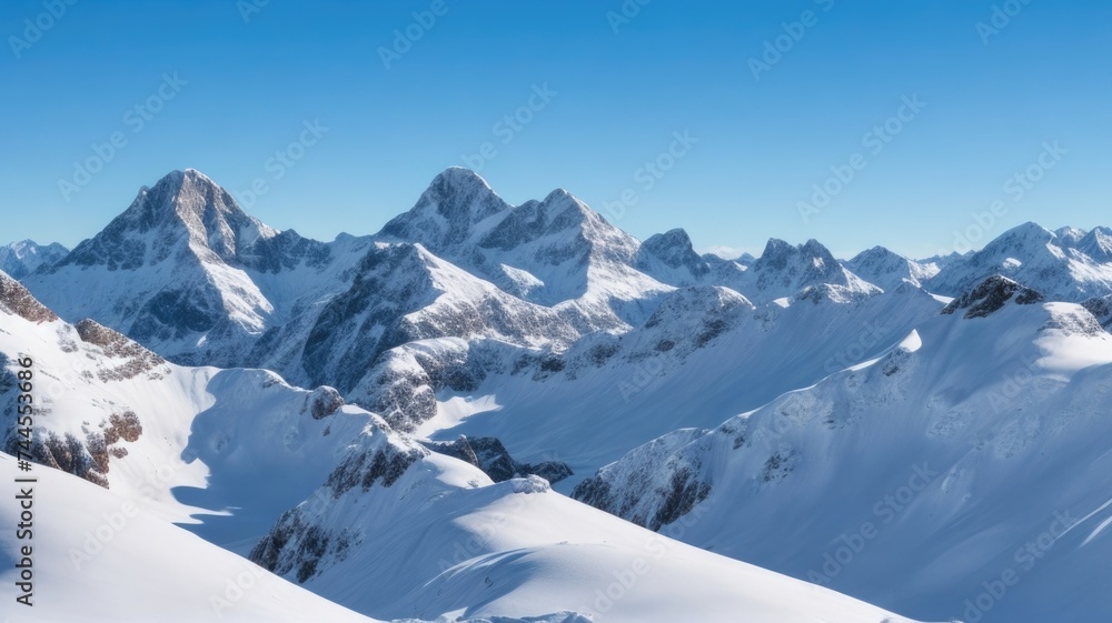 Fototapeta premium Photo of snowy mountains.