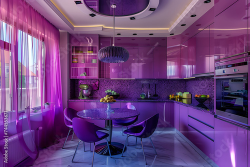 modern luxury purple interior design kitchen in the s © SilverDP
