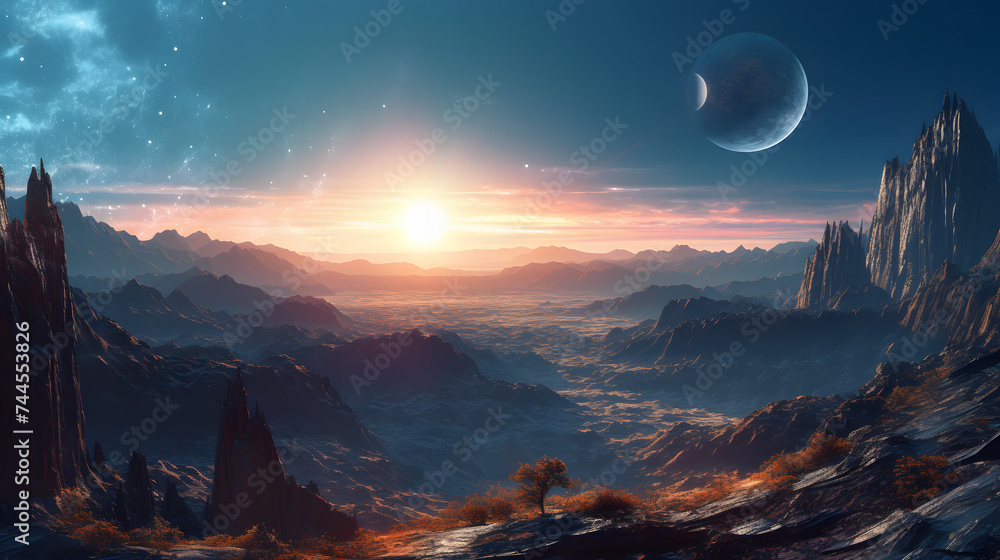 an image of an alien planet with a blue light in it an image of an alien planet with a blue light in it