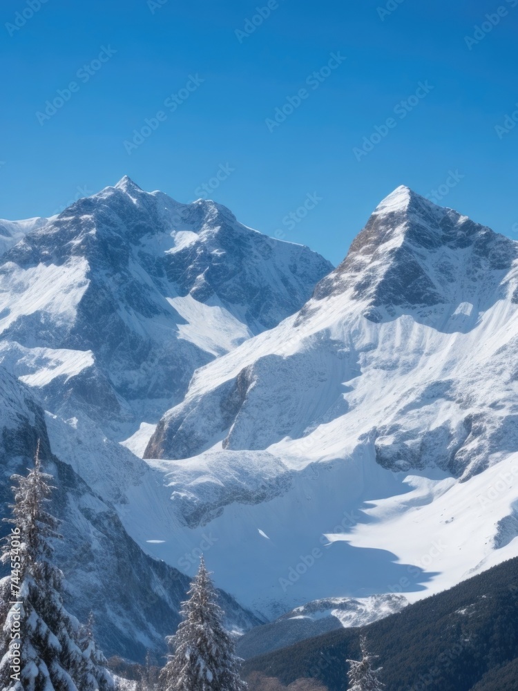 Photo of snowy mountains.