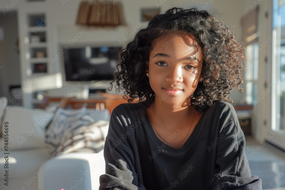 Fototapeta premium Portrait of a young black girl.