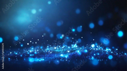 Shiny blue glow particle abstract bokeh background creating a visually appealing atmosphere 