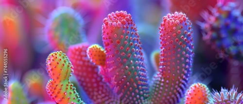 Colorful Contrast: Vibrant hues on a cacti's intricate surface.