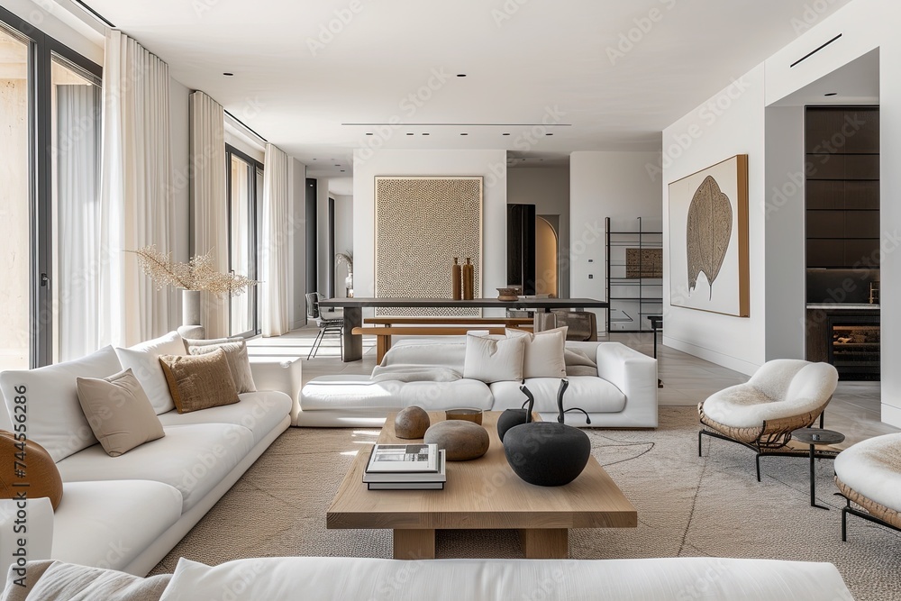 Fototapeta premium Contemporary Elegance: Minimalist Living Room,Modern Minimalist Home Decor