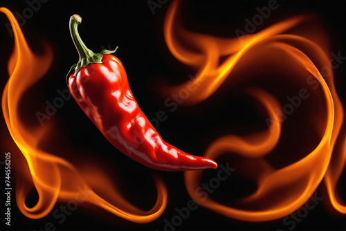 Hottest pepper in fire flame