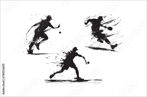 Pickleball player and other element silhouette 
