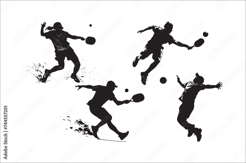 Pickleball player and other element silhouette
Pickleball player and other element silhouette
