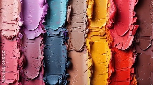 A collection of samples of colors used in colorful makeup.