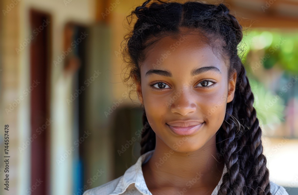 Portrait of a happy young girl at school. Portrait of a happy young girl at school.