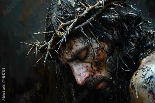 Jesus with a crown of thorns © TIYASHA