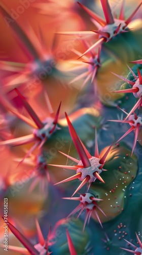 Warmth in Thorns: Hot and cold tones dance on a cactus surface.
