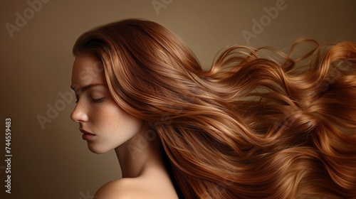 Portrait of a beautiful young woman with beautiful hair Hair care ideas, damaged hair repair ideas, beautiful hair, smooth, shiny hair. photo