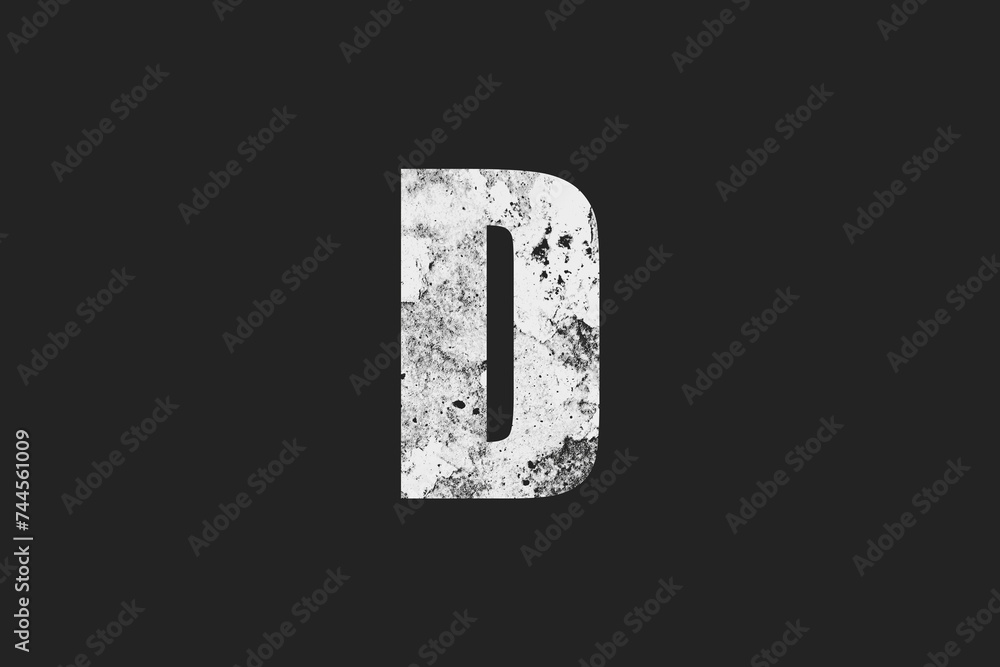 flat white grunge logo capital letter D on dark background. flat white grunge logo capital letter D on dark background.