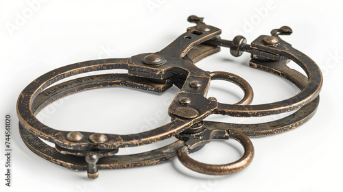 Police handcuffs isolated on white background.