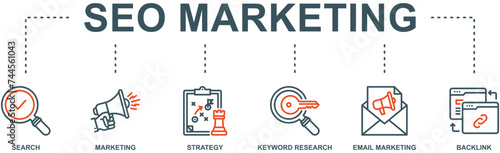 Seo marketing banner web icon vector illustration concept with icon