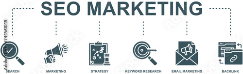 Seo marketing banner web icon vector illustration concept with icon