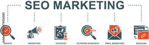 Seo marketing banner web icon vector illustration concept with icon