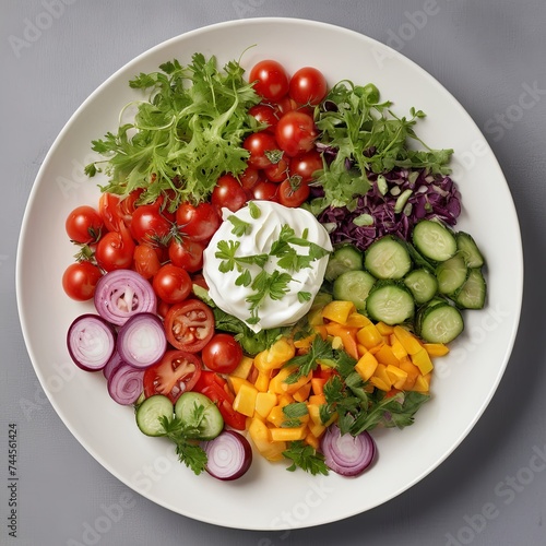 Vibrant Summer Salad Multicolored Vegetable Medley on White Plate