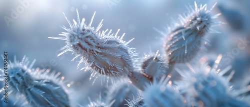 Arctic Thorn: The frozen cactus stands tall, its spines glistening with frost in the frigid air. © BGSTUDIOX