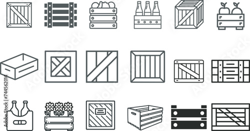 Simple set of box and crates related vector icons 