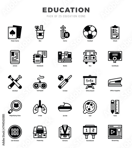 Set of simple Lineal Filled Education Icons. Lineal Filled art icons pack.