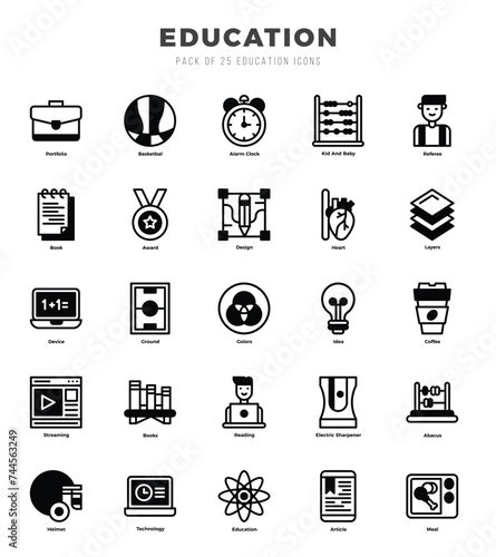 Education Icons bundle. Lineal Filled style Icons. Vector illustration.