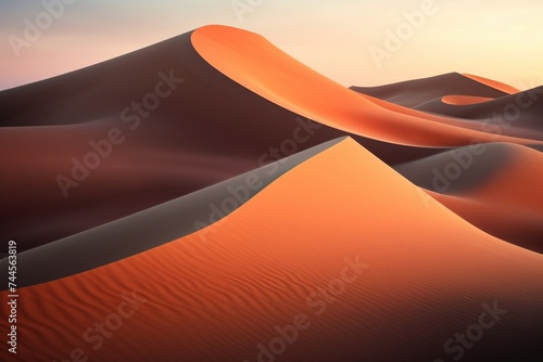 Undulating sand dunes captured at twilight