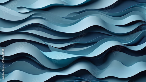 Undulating background. Paper style blue abstract background and texture dor desigh. Abstract waves and shapes. photo