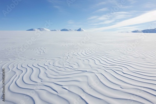 Sastrugi patterns on a windswept snowfield